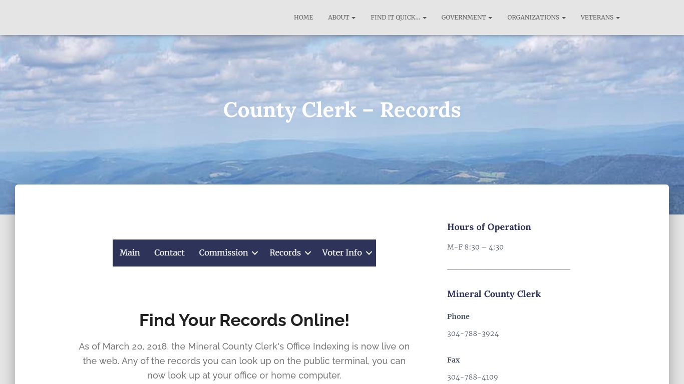 County Clerk - Records - Mineral County, WV