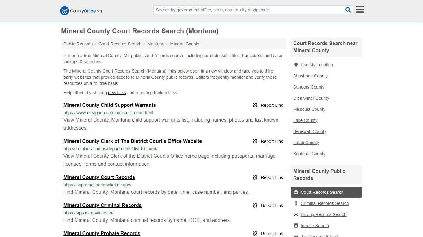 Mineral County Court Records Search (Montana) - County Office