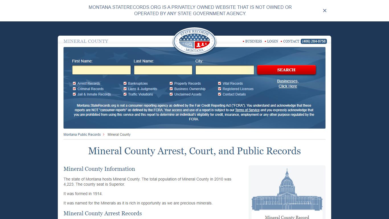 Mineral County Arrest, Court, and Public Records
