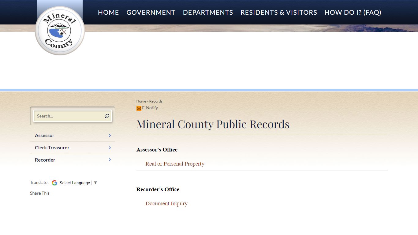 Mineral County Public Records